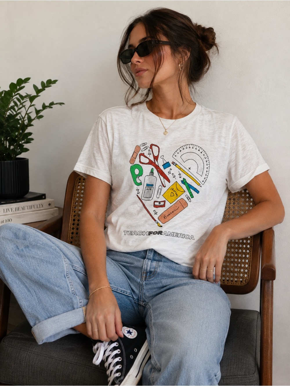 J.Crew NWT Limited Edition Teach For America Linen Graphic T-Shirt